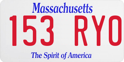 MA license plate 153RY0