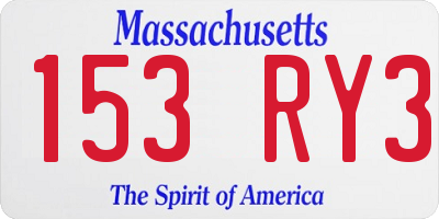 MA license plate 153RY3