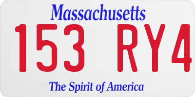 MA license plate 153RY4