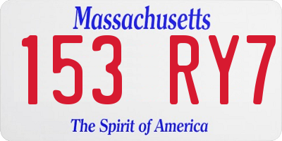 MA license plate 153RY7