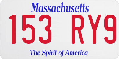 MA license plate 153RY9