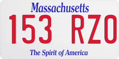 MA license plate 153RZ0
