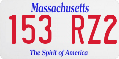 MA license plate 153RZ2