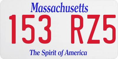 MA license plate 153RZ5