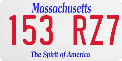 MA license plate 153RZ7