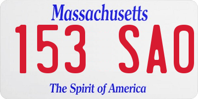 MA license plate 153SA0