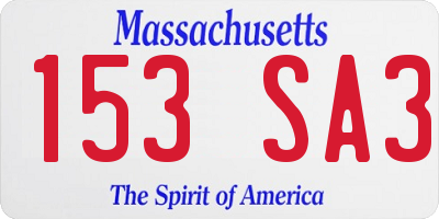 MA license plate 153SA3