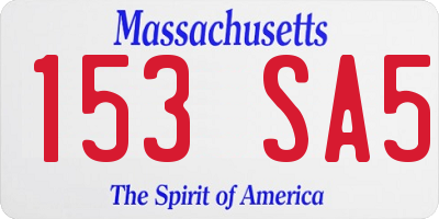 MA license plate 153SA5