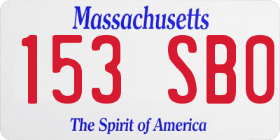 MA license plate 153SB0