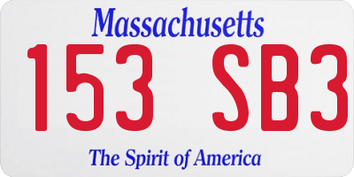 MA license plate 153SB3