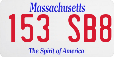 MA license plate 153SB8