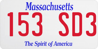 MA license plate 153SD3