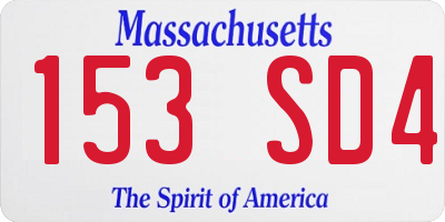 MA license plate 153SD4