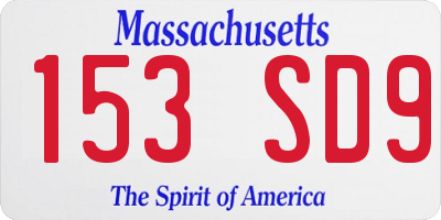 MA license plate 153SD9