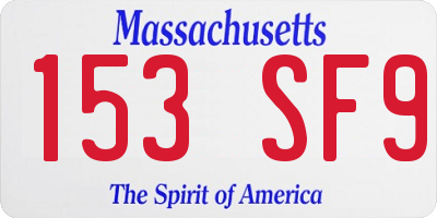 MA license plate 153SF9