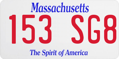 MA license plate 153SG8