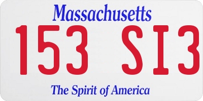 MA license plate 153SI3