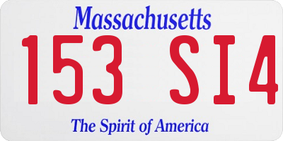 MA license plate 153SI4