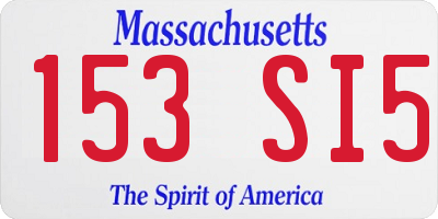 MA license plate 153SI5