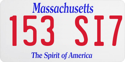 MA license plate 153SI7