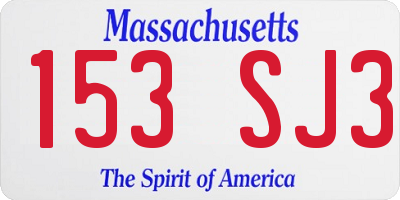 MA license plate 153SJ3