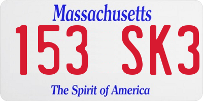 MA license plate 153SK3