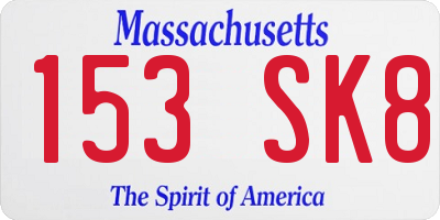 MA license plate 153SK8