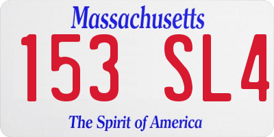 MA license plate 153SL4