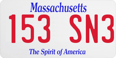 MA license plate 153SN3