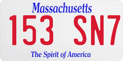 MA license plate 153SN7