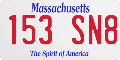 MA license plate 153SN8