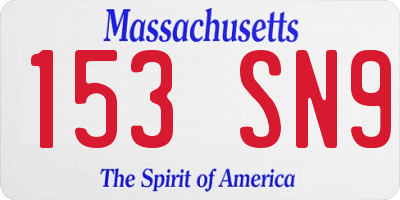 MA license plate 153SN9