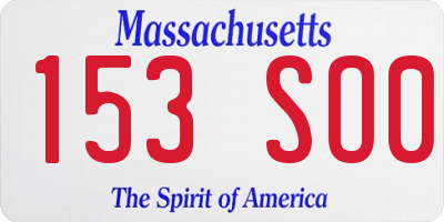 MA license plate 153SO0