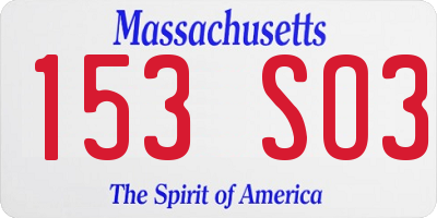 MA license plate 153SO3