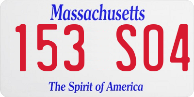 MA license plate 153SO4