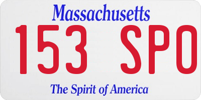 MA license plate 153SP0