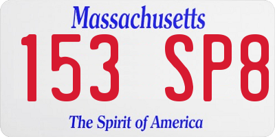 MA license plate 153SP8
