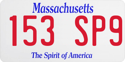 MA license plate 153SP9