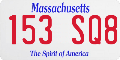 MA license plate 153SQ8