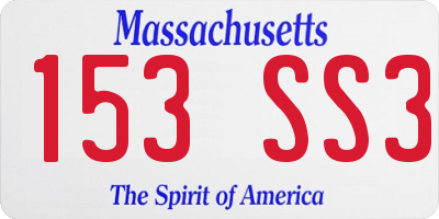 MA license plate 153SS3
