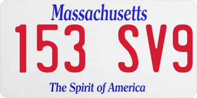 MA license plate 153SV9