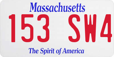 MA license plate 153SW4
