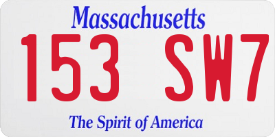 MA license plate 153SW7