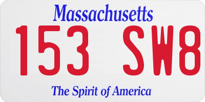 MA license plate 153SW8