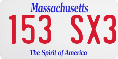 MA license plate 153SX3