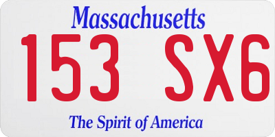 MA license plate 153SX6