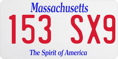 MA license plate 153SX9