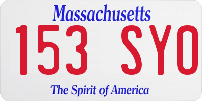 MA license plate 153SY0