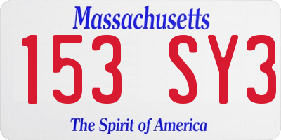 MA license plate 153SY3