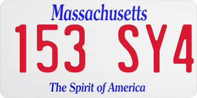 MA license plate 153SY4